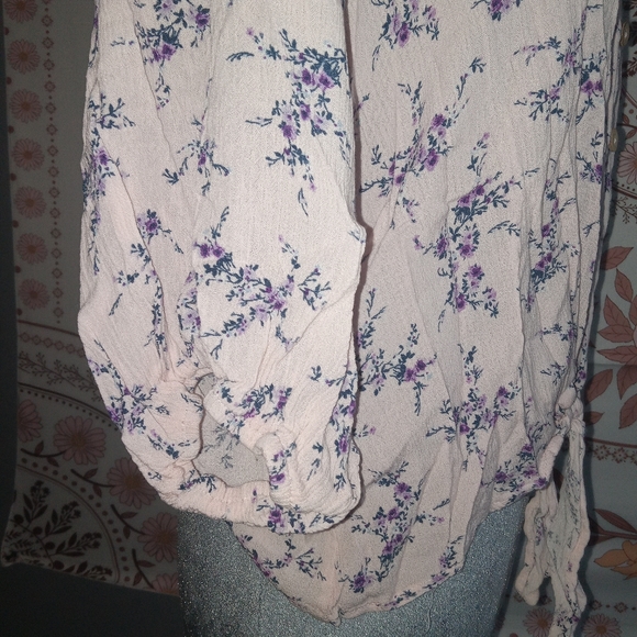 Pink & Purple Floral Button Down Blouse - Picture 6 of 11